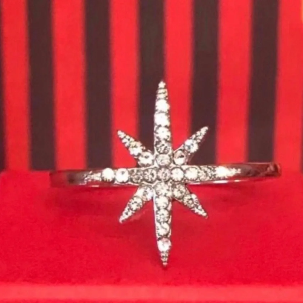 Sterling Silver Starburst Crystal Ring